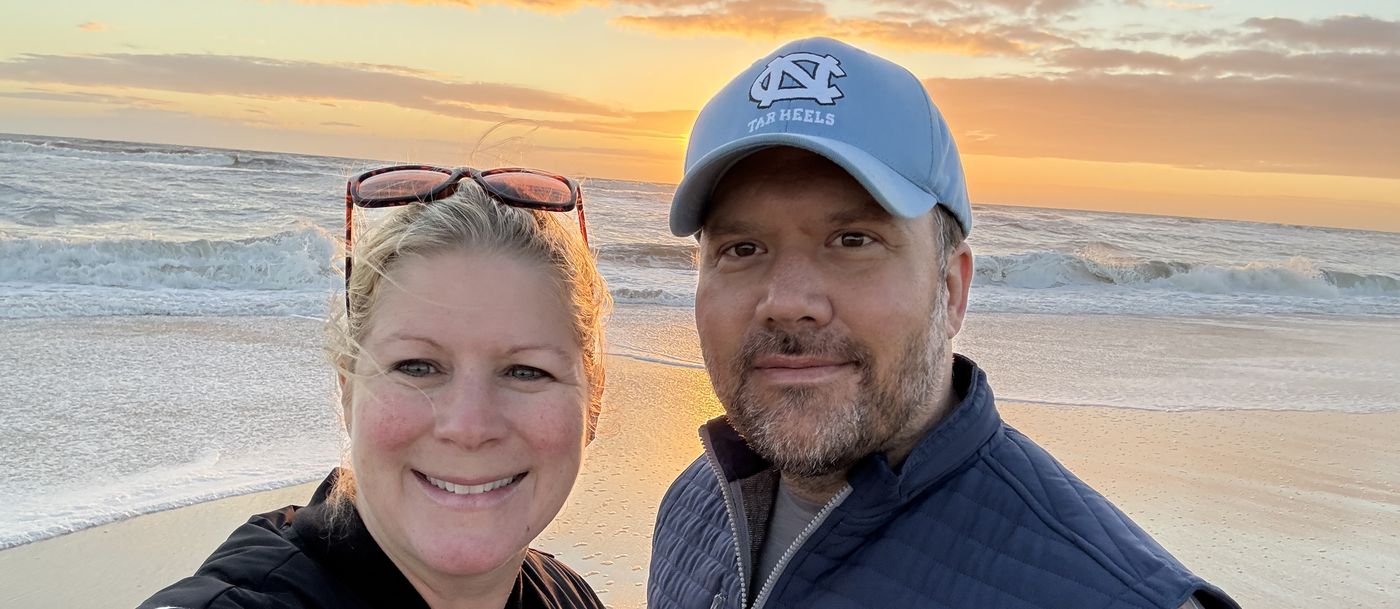 Lisa and Brian at the beach in North Topsail Beach, NC
